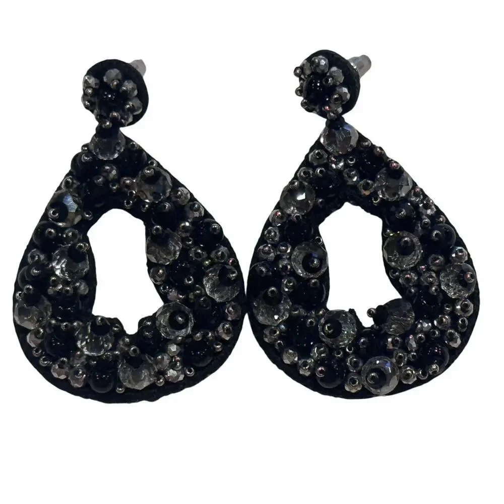 Lori Weitzner Clio Statement Earrings Charcoal Black Drop Earrings Sparkle